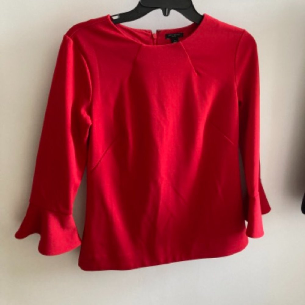 Ann Taylor Petite Red Long Sleeve Blouse Size SP